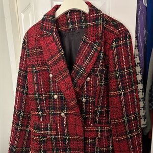 Plaid Double-Breasted Women's Jacket